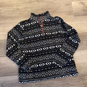 Eddie Bauer Black and White Aztec Patterned Pullover